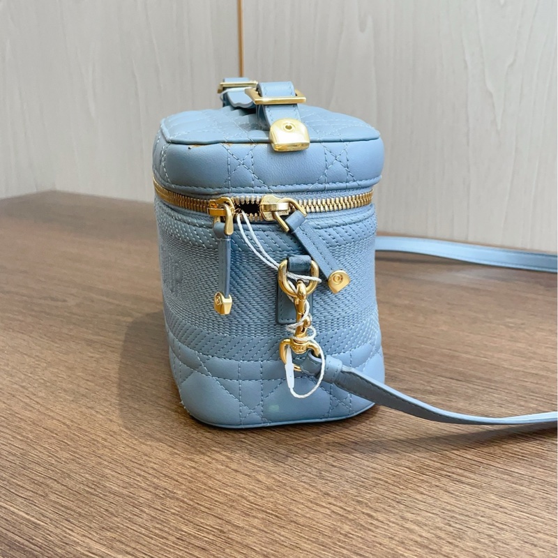 迪奥/Dior 蓝色 化妆包 可拆卸手柄 附肩带 卡片 18*10*13.5-3
