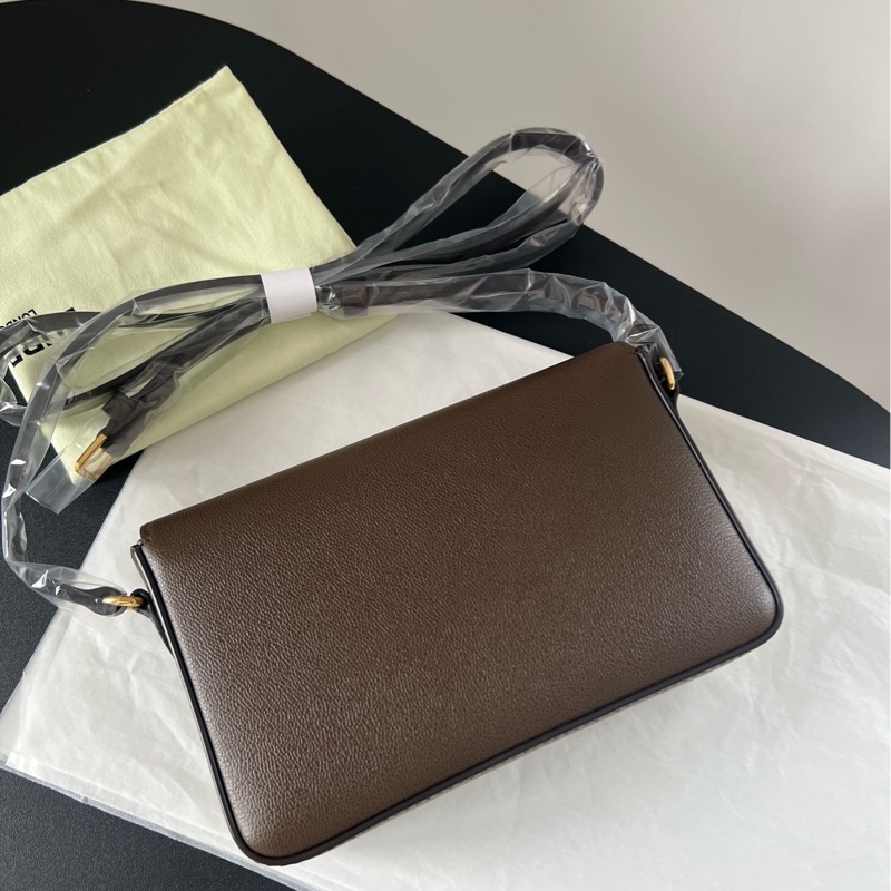 Burberry帆布拼皮格紋郵差包-2