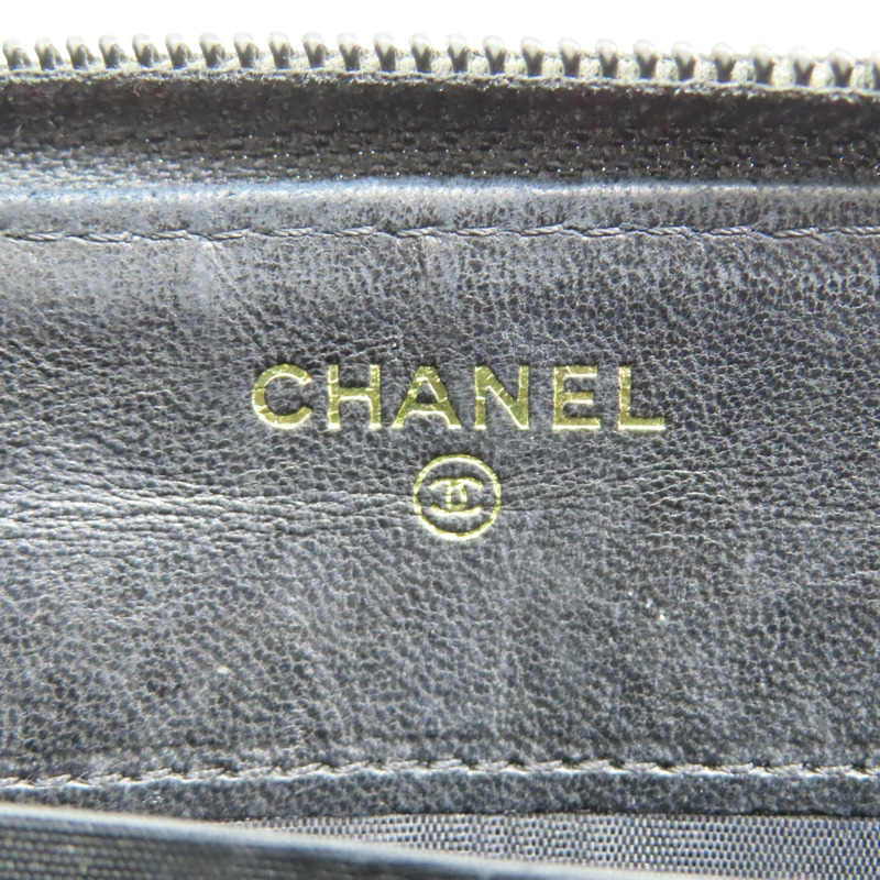 黑色 荔枝紋 牛皮 拉鍊長夾【CHANEL 香奈兒】 A13228-6