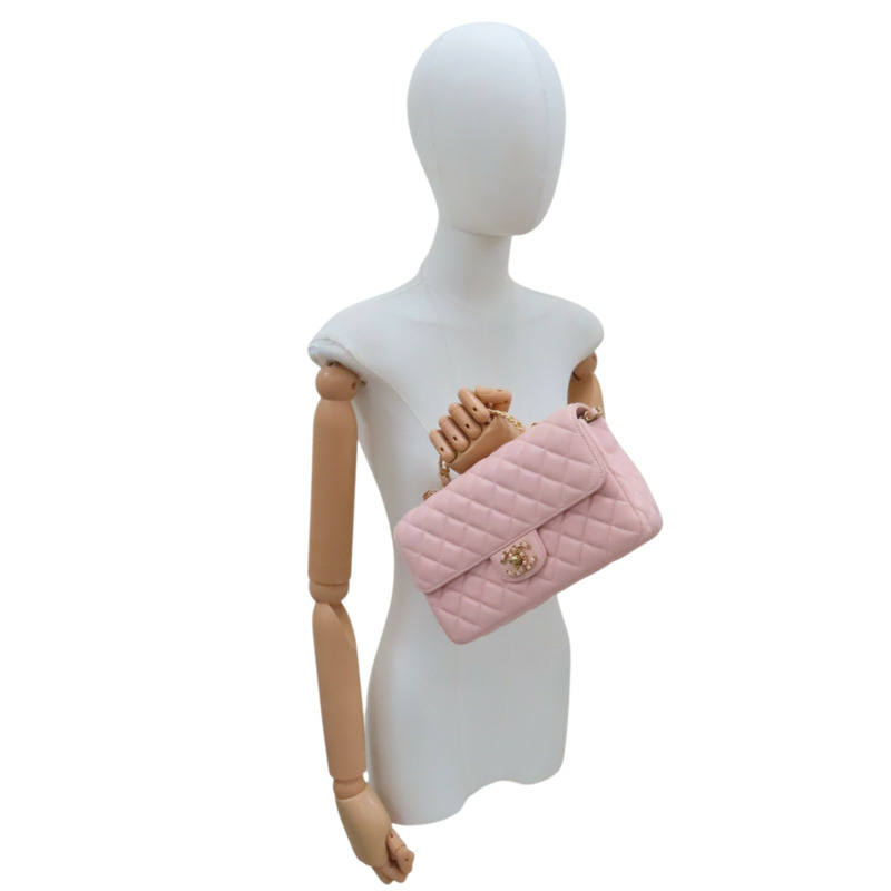 粉色 羊皮 Handle Flap 鍊帶 肩背包 金扣【CHANEL 香奈兒】 AS4530-8