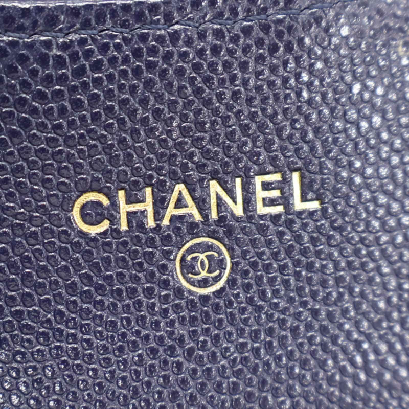 藍色牛皮 Classic Long Flap 扣式 長夾 AP0241【CHANEL 香奈兒】 AP0241-6