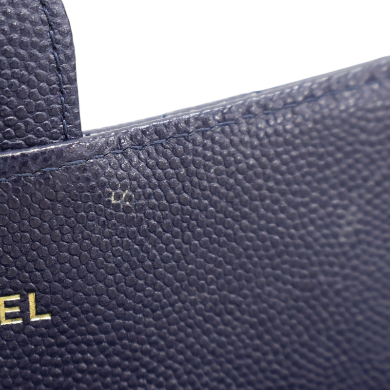 藍色牛皮 Classic Long Flap 扣式 長夾 AP0241【CHANEL 香奈兒】 AP0241-13