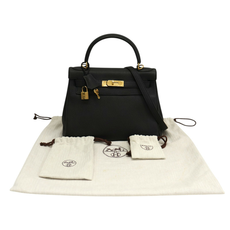黑色 Togo牛皮 Kelly 28 凱莉包 兩用包 X刻 金扣【HERMES 愛馬仕】-8