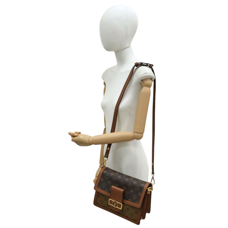棕色 原花 帆布 Dauphine MM 肩背包【LOUIS VUITTON LV 路易威登】 M45958-7