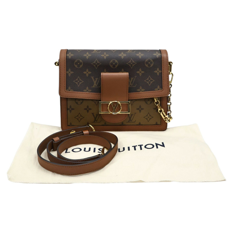 棕色 原花 帆布 Dauphine MM 肩背包【LOUIS VUITTON LV 路易威登】 M45958-8