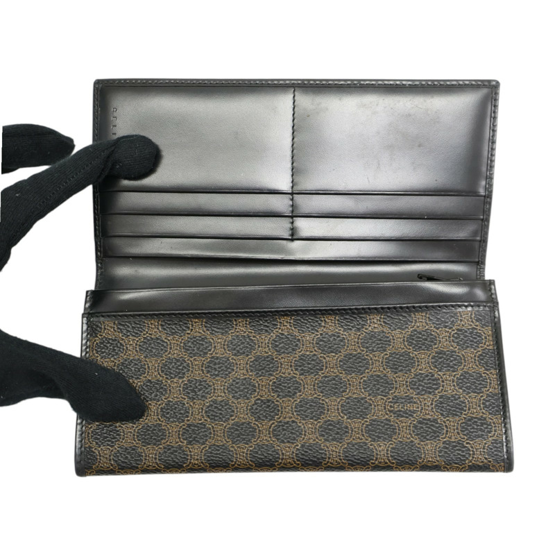 棕色 帆布 Vintage 雙折長夾 M/00/1【CELINE 賽琳】 M/00/1-2