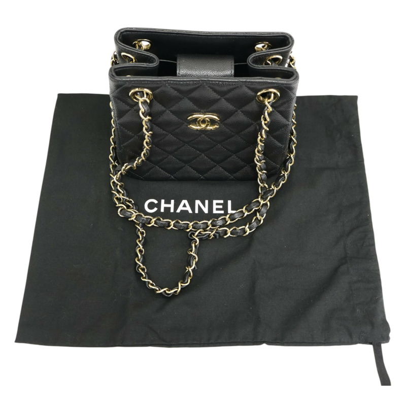 黑色牛皮 Matelasse Mini 鍊帶 肩背包 AS3176【CHANEL 香奈兒】 AS3176-8