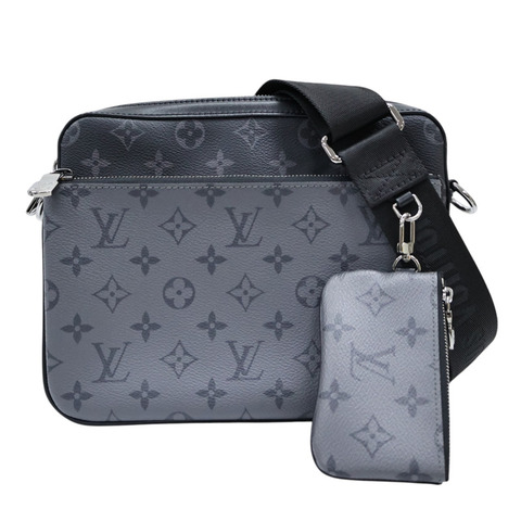 黑色 原花 PVC塗層帆布 Trio 郵差包 肩背包【LOUIS VUITTON LV 路易威登】 M69443
