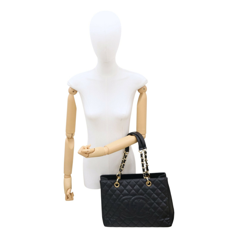 黑色 荔枝紋牛皮 GST tote 手提包 A50995【CHANEL 香奈兒】 A50995-9