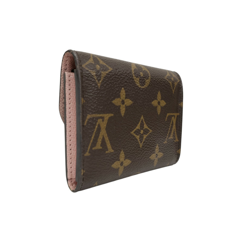 棕色 原花帆布 Rosalie 扣式 短夾【LOUIS VUITTON LV 路易威登】 M62361-1
