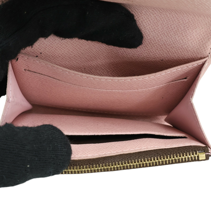 棕色 原花帆布 Rosalie 扣式 短夾【LOUIS VUITTON LV 路易威登】 M62361-2