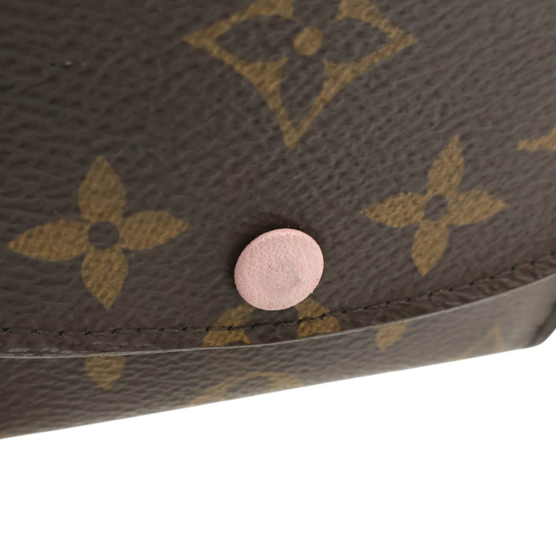 棕色 原花帆布 Rosalie 扣式 短夾【LOUIS VUITTON LV 路易威登】 M62361-10