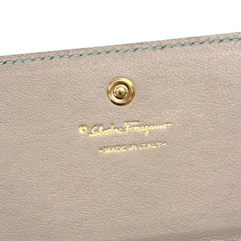 天藍色 牛皮 扣式 長夾【Salvatore Ferragamo 費拉格慕】-3