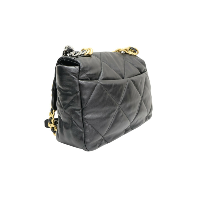 黑色羊皮 19 大型 口蓋 肩背包 AS1161【CHANEL 香奈兒】 AS1161-1