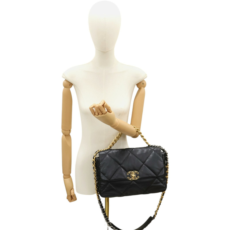 黑色羊皮 19 大型 口蓋 肩背包 AS1161【CHANEL 香奈兒】 AS1161-8