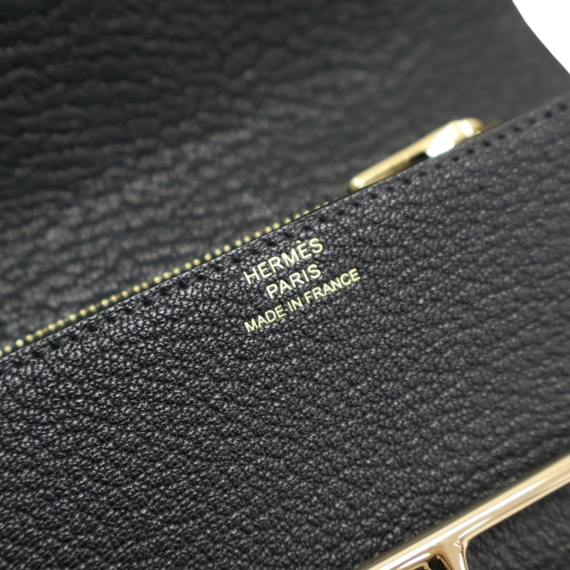黑色 牛皮 Roulis Slim 二折 短夾 B刻 金扣【HERMES 愛馬仕】-4
