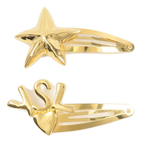 SAINT LAURENT 黃銅YSL And Star Hair Clip Set髮夾