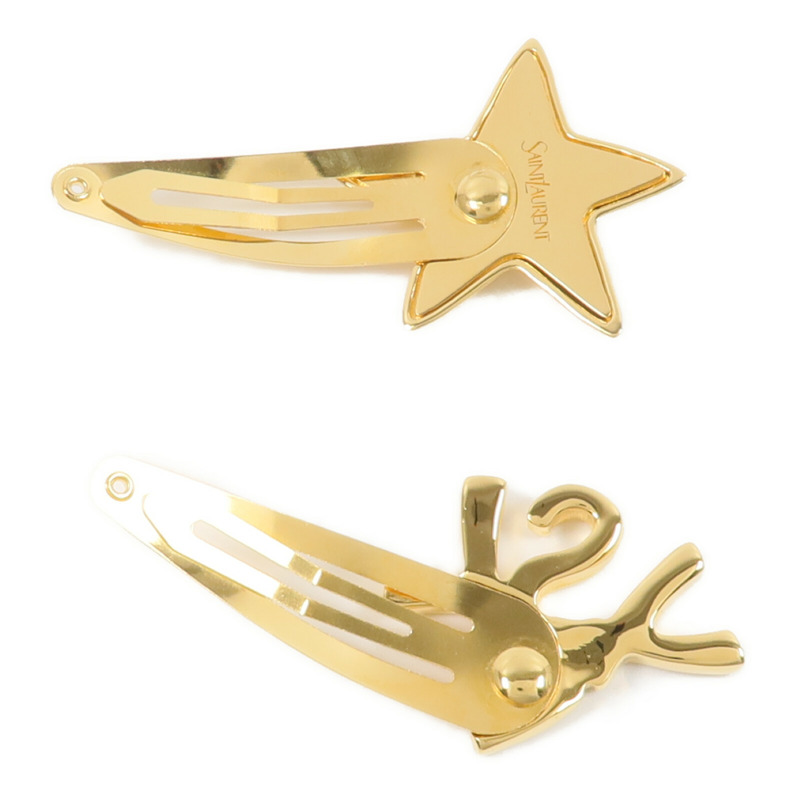 SAINT LAURENT 黃銅YSL And Star Hair Clip Set髮夾-1