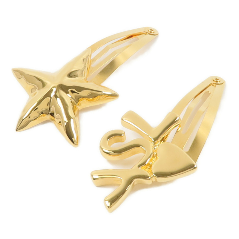 SAINT LAURENT 黃銅YSL And Star Hair Clip Set髮夾-2
