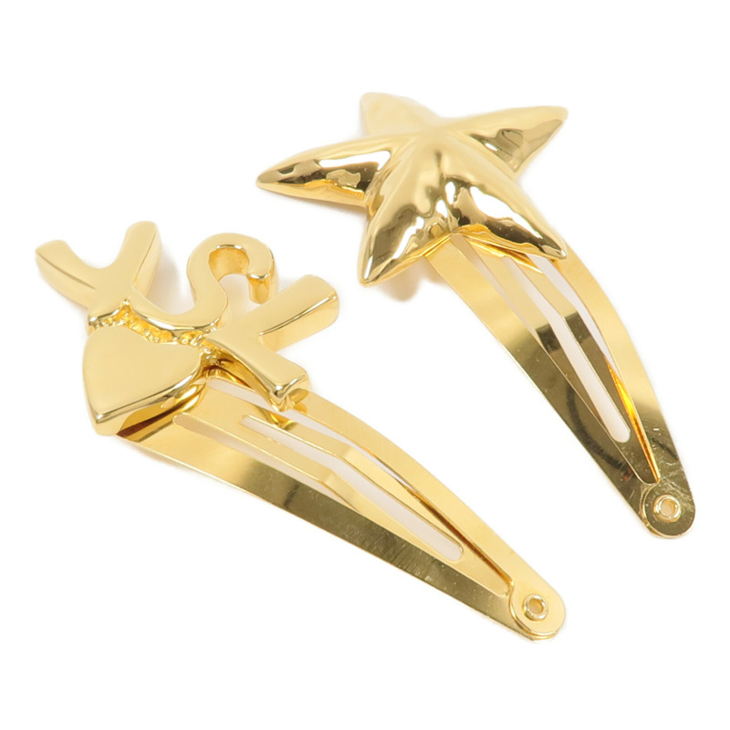 SAINT LAURENT 黃銅YSL And Star Hair Clip Set髮夾-3