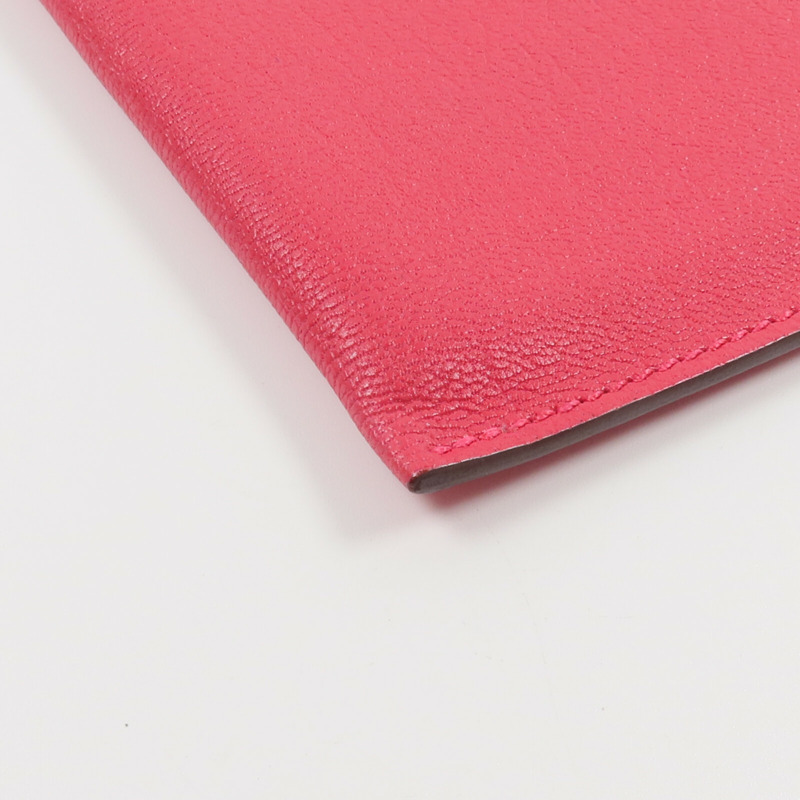 HERMES Chamkila皮革Tarmac Passport Holder護照套Rose Extreme-5