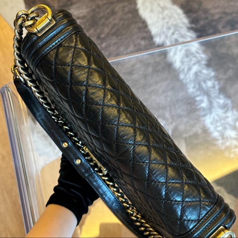 Chanel 香奈兒黑金leboy 鏈條包 30開-3
