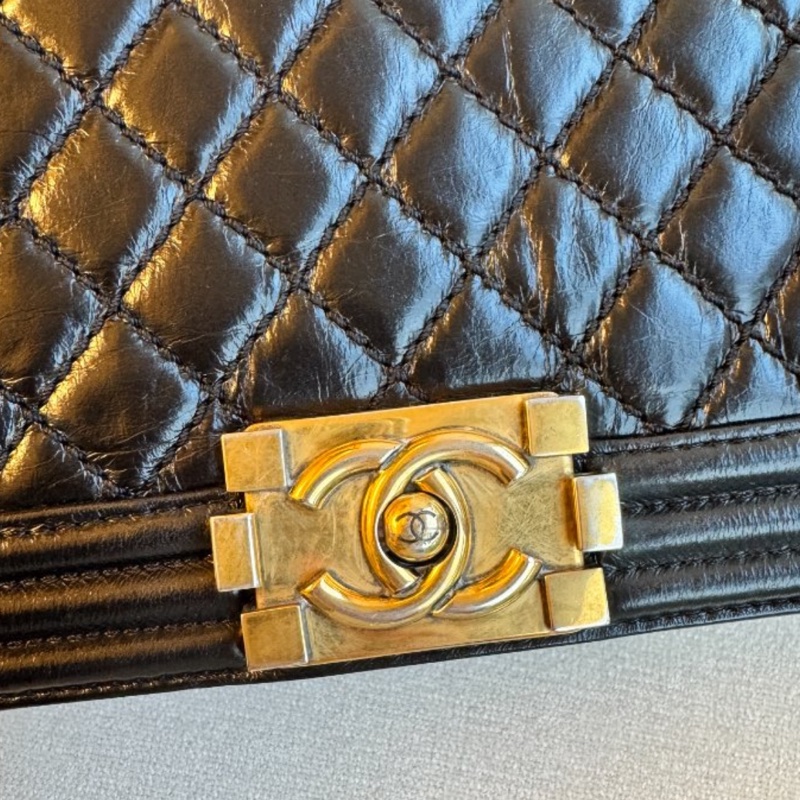 Chanel 香奈兒黑金leboy 鏈條包 30開-11