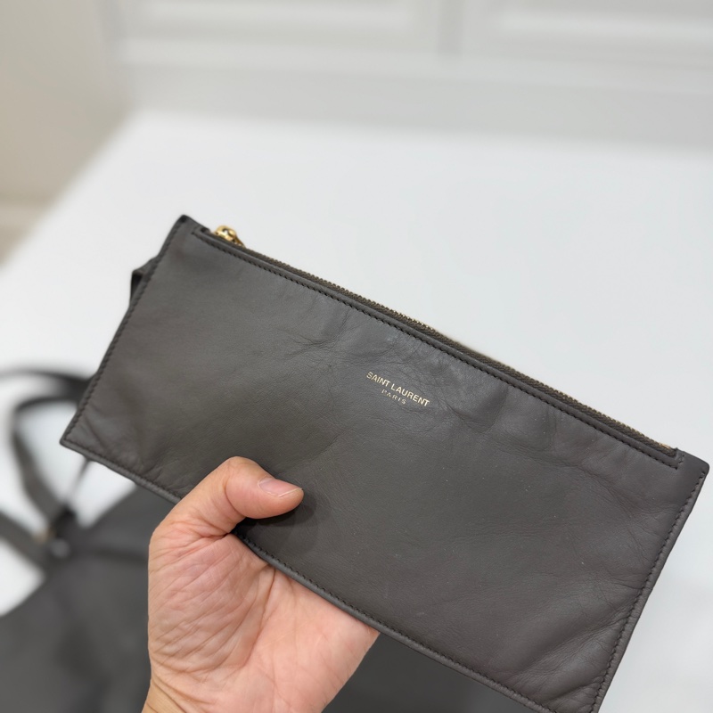 YSL Yves Saint Laurent 聖羅蘭 灰色 子母包 購物袋 托特包 購物包 登機袋 肩背包 側背包-20