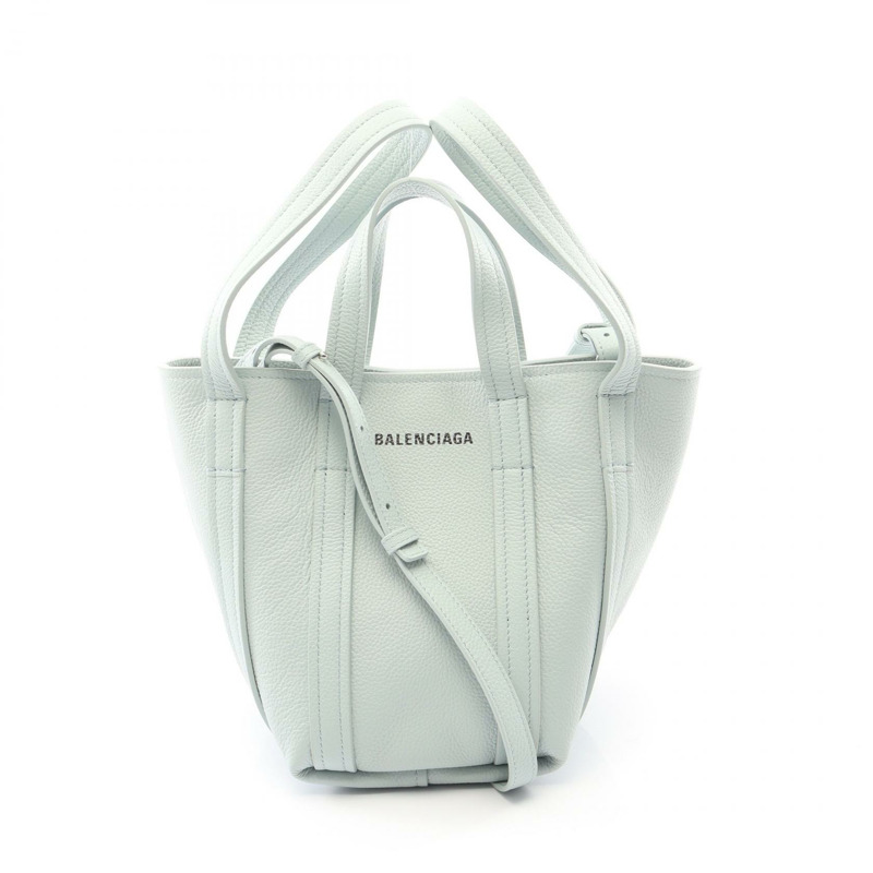 BALENCIAGA Everyday XS 南北向單肩手提包 672793 皮革 綠色 二手-0