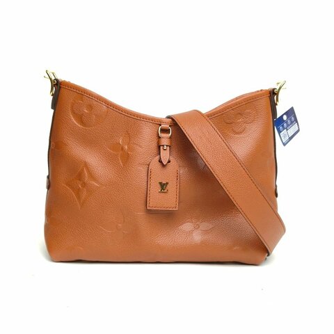 LOUIS VUITTON CARRYALL小號29配子袋棕色牛皮金扣晶片肩背包