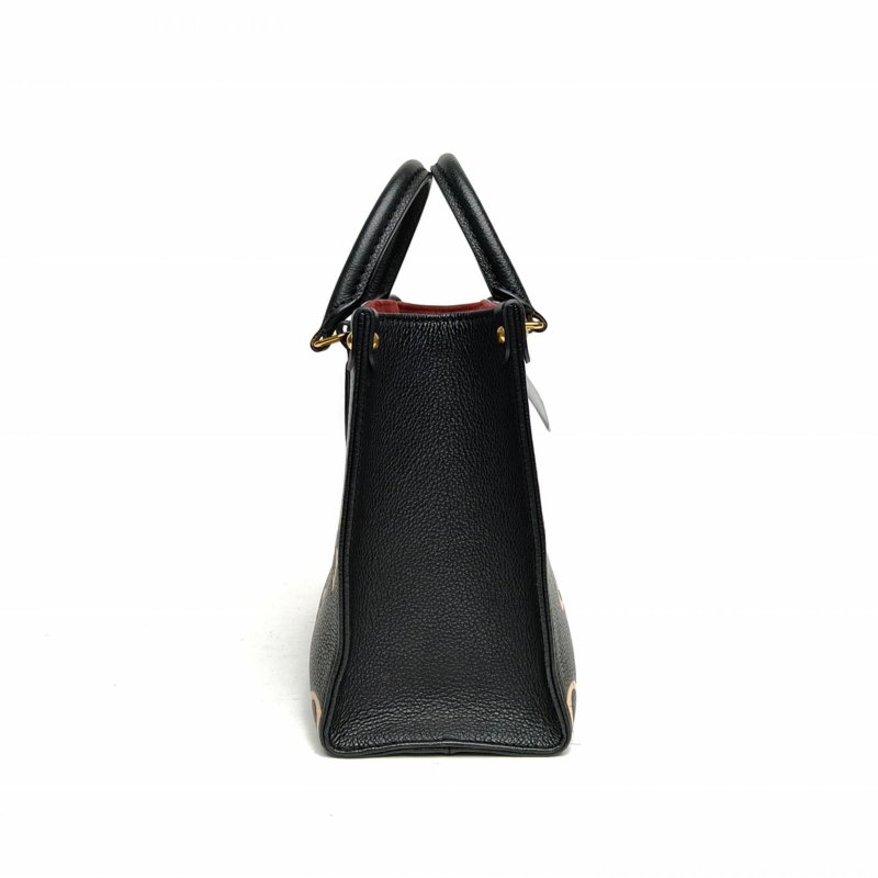 LOUIS VUITTON Onthego小號25黑色牛皮金扣晶片老花壓紋肩背包-1
