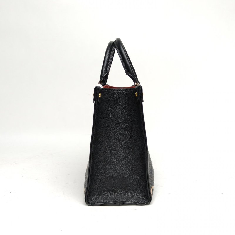 LOUIS VUITTON Onthego小號25黑色牛皮金扣晶片老花壓紋肩背包-3