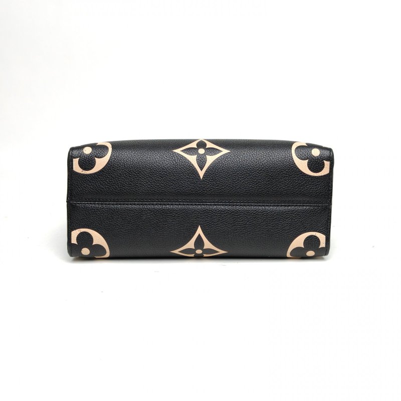 LOUIS VUITTON Onthego小號25黑色牛皮金扣晶片老花壓紋肩背包-4
