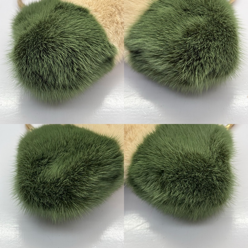 GUCCI 古馳 綠色水貂毛手提包 132443-3