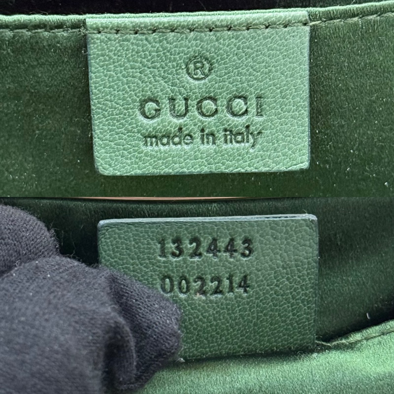GUCCI 古馳 綠色水貂毛手提包 132443-6