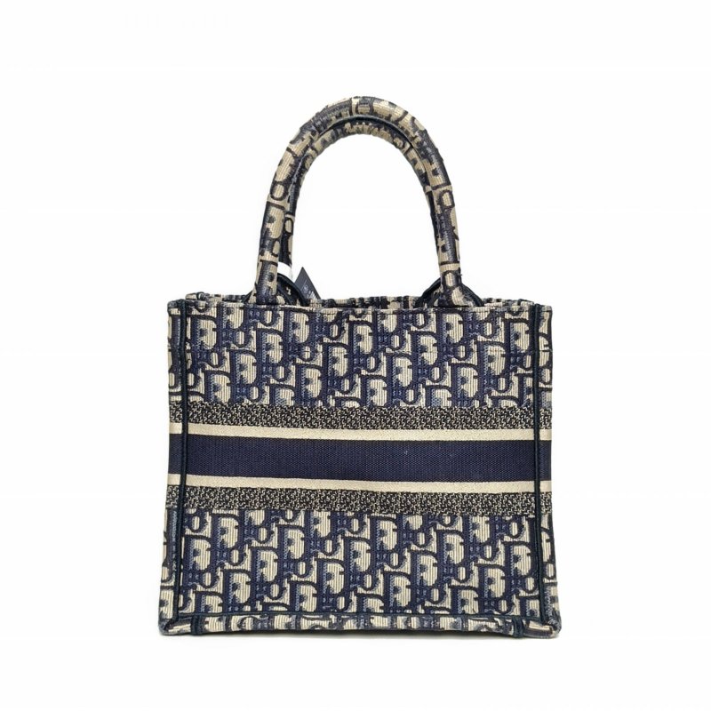 DIOR BookTote小號藍色帆布2021Oblique印花字母肩背包-2