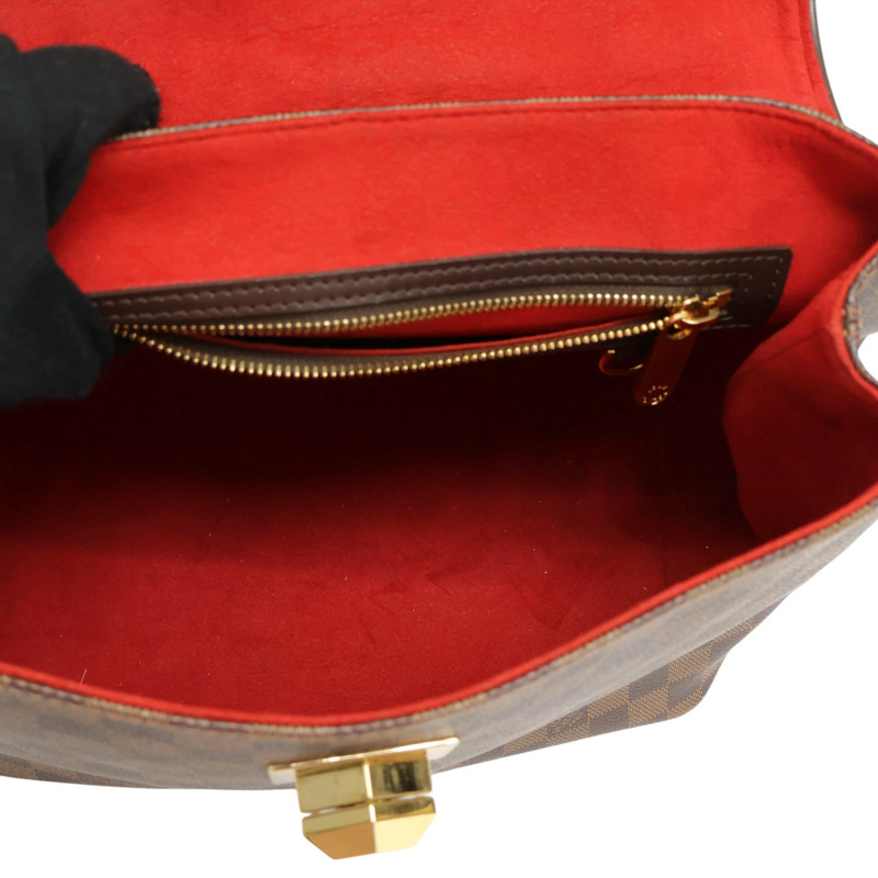 棕色 棋盤格 帆布 Bergamo MM 肩背包【LOUIS VUITTON LV 路易威登】 N41168-2