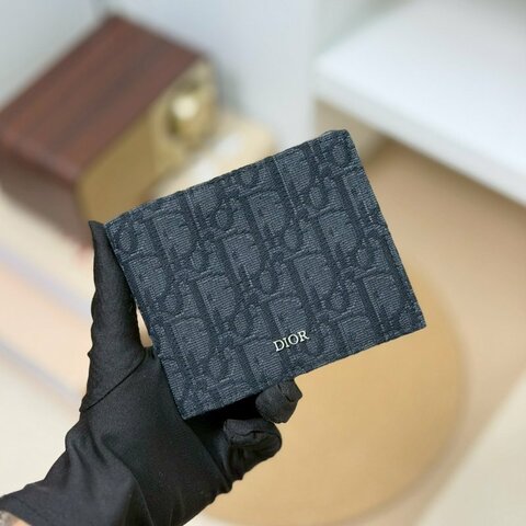 🏷Dior 迪奧．Oblique 緹花對開短夾