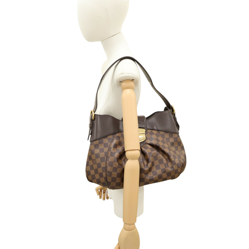 棕色 棋盤格帆布 Sistina MM 單肩包【LOUIS VUITTON LV 路易威登】 N41541-5