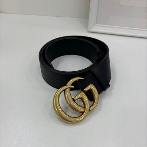 GUCCI古馳 雙G扣環 寬版 GG Marmont 小牛皮 皮帶