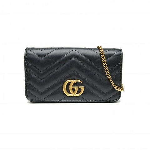 GUCCI 黑色牛皮金扣GGMarmontWoc18肩背包