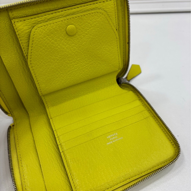 Hermes 愛馬仕 發財黃短版皮夾 卡包-4