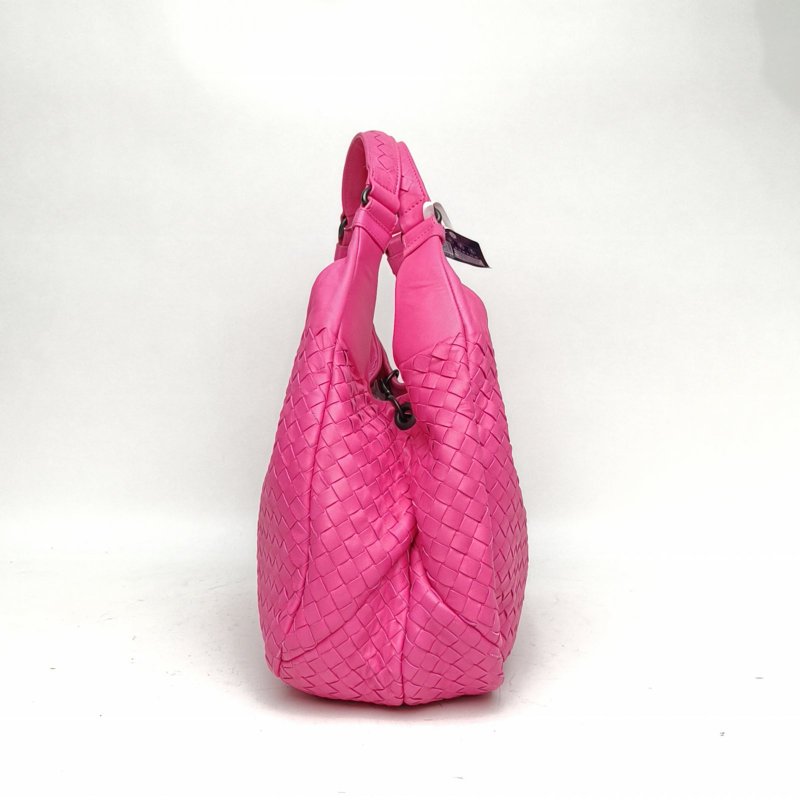 BOTTEGA VENETA 玫紅羊皮鎢鋼扣編織單肩包肩背包-1