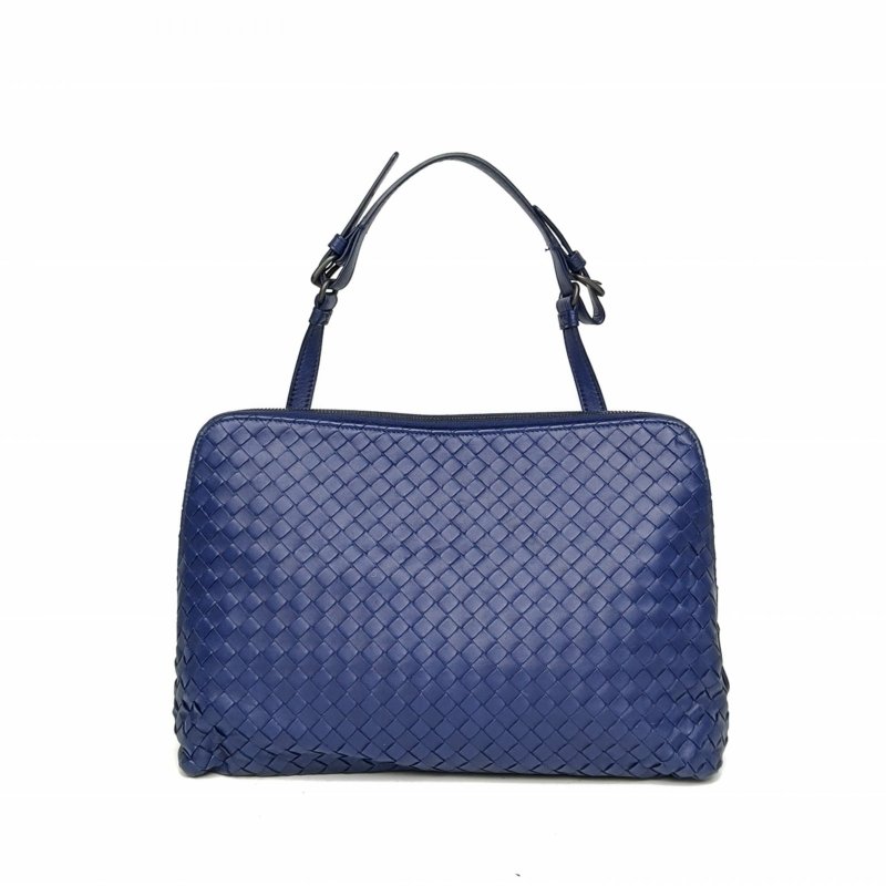 BOTTEGA VENETA 藍色羊皮鎢鋼扣經典編織手提單肩包肩背包-2
