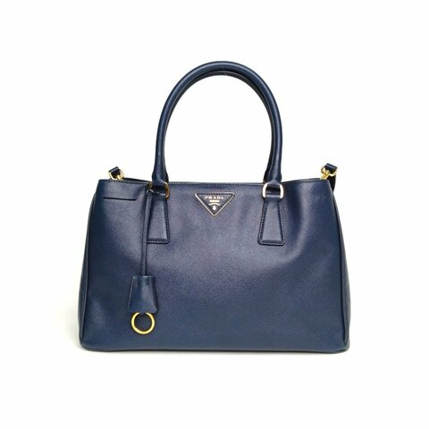 PRADA 藍色牛皮金扣Galleria殺手包肩背包