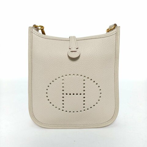 HERMES EvelyneMini16冰川白TC皮U刻金扣肩背包