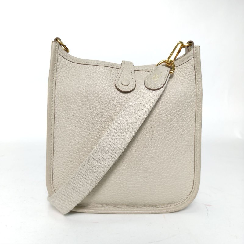 HERMES EvelyneMini16冰川白TC皮U刻金扣肩背包-2