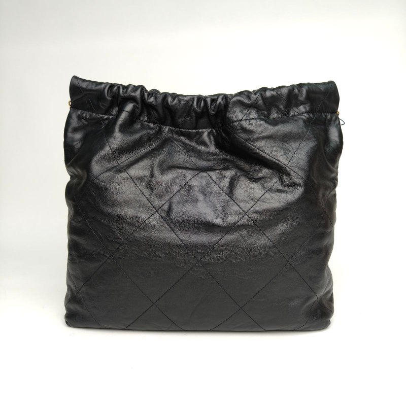 CHANEL 22BagTote托特包中號黑色牛皮晶片金扣肩背包-2