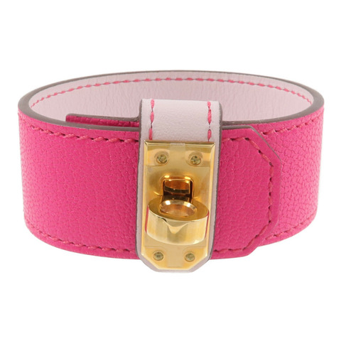 HERMES Chamkila/Swift皮革Bracelet Cuir Kelly Twist PM手帶Rose Pop/Mauve Pale