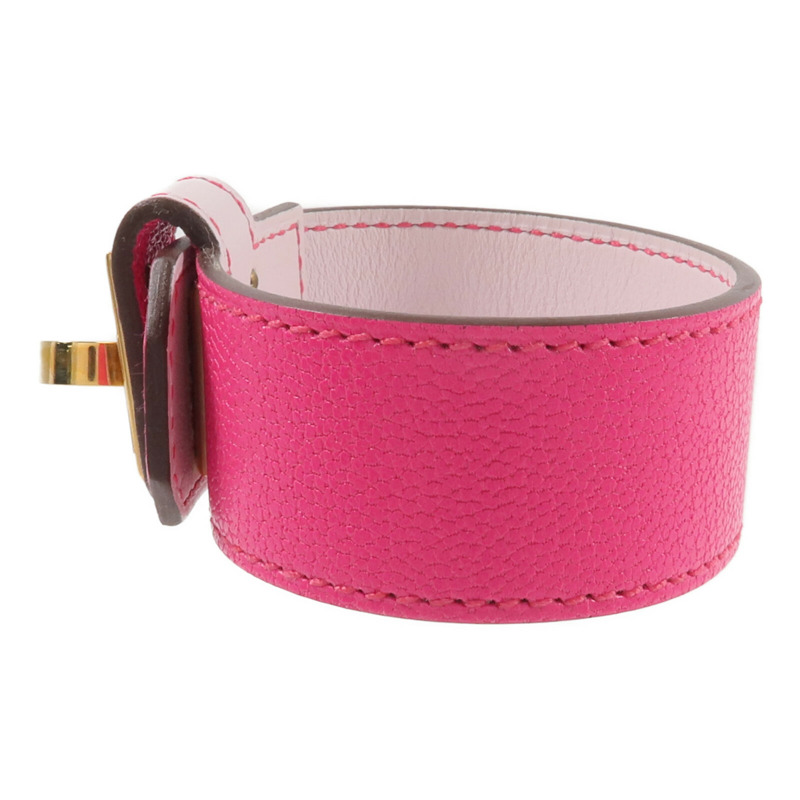 HERMES Chamkila/Swift皮革Bracelet Cuir Kelly Twist PM手帶Rose Pop/Mauve Pale-1